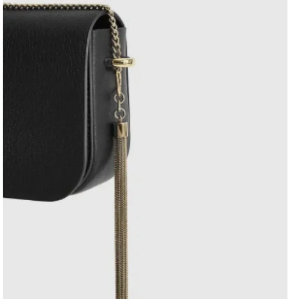 REISS Jessie Leather Cross Body Bag with Tassel Detail – Black (NWOT)